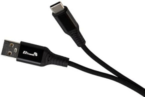 ELTRONIC USB кабель для USB Type-C 2.0м ( 1-36) 3A/60W TPE оплетка (черный) в пакете