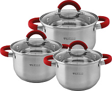 KELLI KL-4236 6 предметов красный Набор кастрюль KELLI KL-4236 6 предметов красный