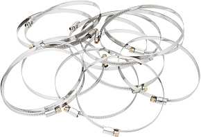 СИБРТЕХ Хомуты нержавеющая сталь, Стандартное болтовое крепление 120-140 мм, 25 штук в упаковке, ширина 9 мм 47591