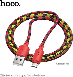 HOCO (6942007650809) X116m для micro USB , 1 м, Gradient Red Кабель