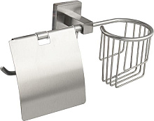 GFMARK 87244 Держатель освежителя воздуха и туалетной бумаги с экраном, из нержавеющей стали, с квадратным основанием, цвет САТИН