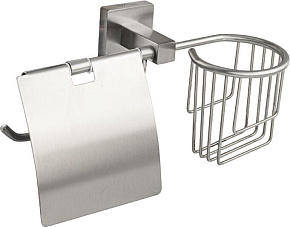 GFMARK 87244 Держатель освежителя воздуха и туалетной бумаги с экраном, из нержавеющей стали, с квадратным основанием, цвет САТИН