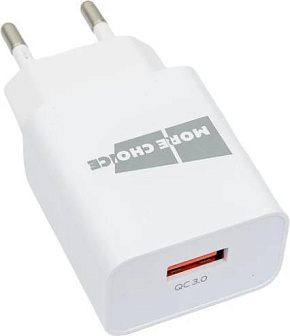 MORE CHOICE (4627151195285) NC52QCm 1USB 3.0A QC3.0 для micro USB быстрая зарядка White СЗУ