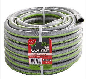 ГИДРОАГРЕГАТ Шланг поливочный Д=1/2" (25м) арм., 3-х слойный салатовый с серой полосой Шланг