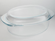 ЗАБАВА РК-510 Овальная кастрюля с крышкой из термостойкого стекла 3,7л Форма для запекания ЗАБАВА РК-510 Овальная кастрюля с крышкой из термостойкого 