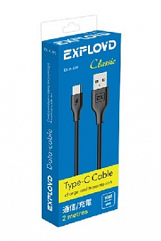 EXPLOYD EX-K-490 Дата-кабель USB-TYPE-C 2М Classic круглый чёрный Дата-кабель