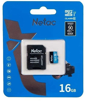 AVS Карта памяти MicroSD 16GB Netac P500 Standard Class 10 UHS-I + SD адаптер Карта памяти