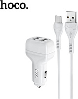 HOCO (6931474727787) Z36 White АЗУ 2USB 2.4A для Type-C АЗУ
