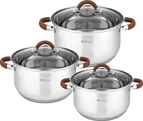 KELLI KL-4236 6 предметов коричневый Набор кастрюль KELLI KL-4236 6 предметов коричневый