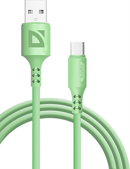 DEFENDER (87106GRN) USB кабель F207 TypeC 1м,2.4А,силикон,пакет Кабель