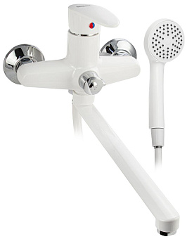 BRIMIX 5561 Смеситель в ванную, длинный излив, шаровый, из высокопрочного пластика АБС, БЕЛЫЙ Смеситель для ванны