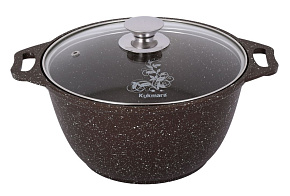 KUKMARA кмк32а а/пр литая 3,0л стекл/кр Кофейный мрамор Кастрюля KUKMARA кмк32а а/пр литая 3,0л стекл/кр Кофейный мрамор