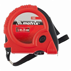 MATRIX Рулетка Rubber, 7,5 м х 25 мм, обрезиненный корпус 31001 Рулетка