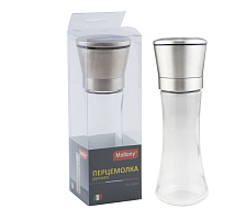 MALLONY Перцемолка ручная PICCANTE, р-р 6,5*19 см, стекло, нерж сталь (003593) Перцемолка ручная