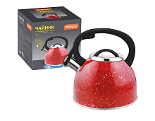 MALLONY Чайник из нерж стали со свистком "Arte" (красный с белыми точками) 2,5 л (005174) Чайник из нерж стали со свистком MALLONY "Arte" (красный с б