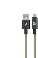 AKSBERRY (6900295550010) X163 Nylon silk USB-A - Type-C, бежевый Кабель AKSBERRY (6900295550010) X163 Nylon silk USB-A - Type-C, бежевый