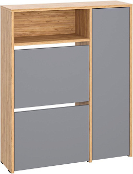 МЕБЕЛЬ-КОМПЛЕКС ЛАЙТ Обувница 2 секц с дверкой Дуб золотой крафт / Серый шифер (1 кор.) Модульная мебель