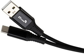 ELTRONIC USB кабель для USB Type-C 1.0м ( 1-34) 3A/60W TPE оплетка (черный) в пакете