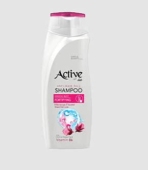 ACTIVE Шампунь укрепляющий, защита от выпадения волос CARE & BEAUTY. С корнем женьшеня, цветком гибискуса и витамином B6, 350 мл (512102056) Шампунь у