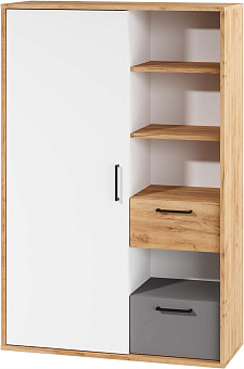 МЕБЕЛЬ-КОМПЛЕКС ТРИО К.0002.05 Шкаф комод комбинированный Дуб золотой крафт/Белый/Серый шифер (3 кор.)