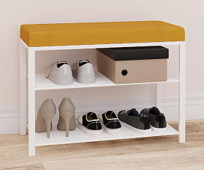 ЗМИ Банкетка Торонто 23S (TORONTO 23S banquet&shoes) цвет каркаса белый, цвет сиденья горчичный БТ23СБГ Банкетка