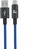 AKSBERRY (6900295580017) X163 Nylon silk USB-A - Type-C, синий Кабель AKSBERRY (6900295580017) X163 Nylon silk USB-A - Type-C, синий