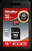 OLTRAMAX MicroSDHC 16GB Class 10 UHS-1 Elite + адаптером SD 45 MB/s Карта памяти
