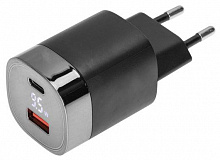 REXANT Сетевое зарядное устройство USB QC (30W) + Type C PD (33W), с дисплеем