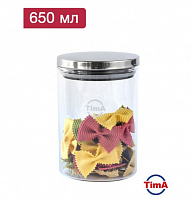 TIMA Банка для сыпучих продуктов 650мл, боросиликатное стекло, металлическая крышка MS-650 Банка для сыпучих продуктов Tборосиликатное стекло, металли