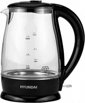 HYUNDAI HYK-G2011 1.7л. 2200Вт черный (стекло/пластик) Чайник